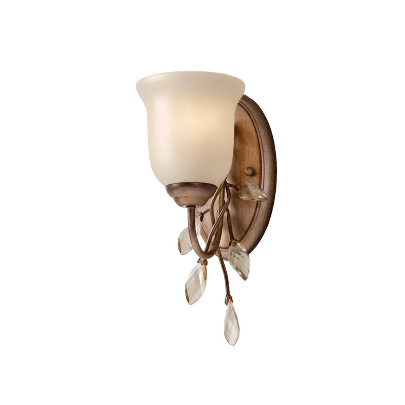 Frosted Glass Bell Shape Sconce Light - Traditional Wall Mounted With Coffee Backplate 1/2/3-Light