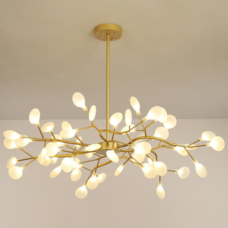 Nordic Gold Led Chandelier: Acrylic Branch Ceiling Lamp For Bedroom