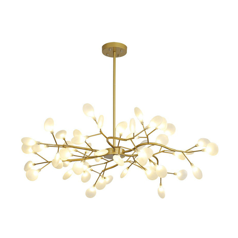 Nordic Gold Led Chandelier: Acrylic Branch Ceiling Lamp For Bedroom