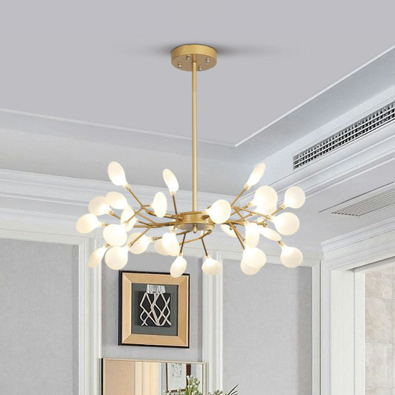 Nordic Gold Led Chandelier: Acrylic Branch Ceiling Lamp For Bedroom