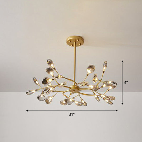 Postmodern Brass Firefly Chandelier - 30-Light Acrylic Shade Hanging Light