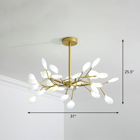 Modern Gold Finish Firefly Hanging Lamp: Acrylic Chandelier Light For Living Room 30 /