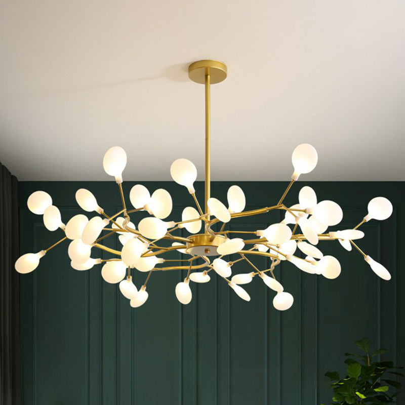 Modern Gold Finish Firefly Hanging Lamp: Acrylic Chandelier Light For Living Room