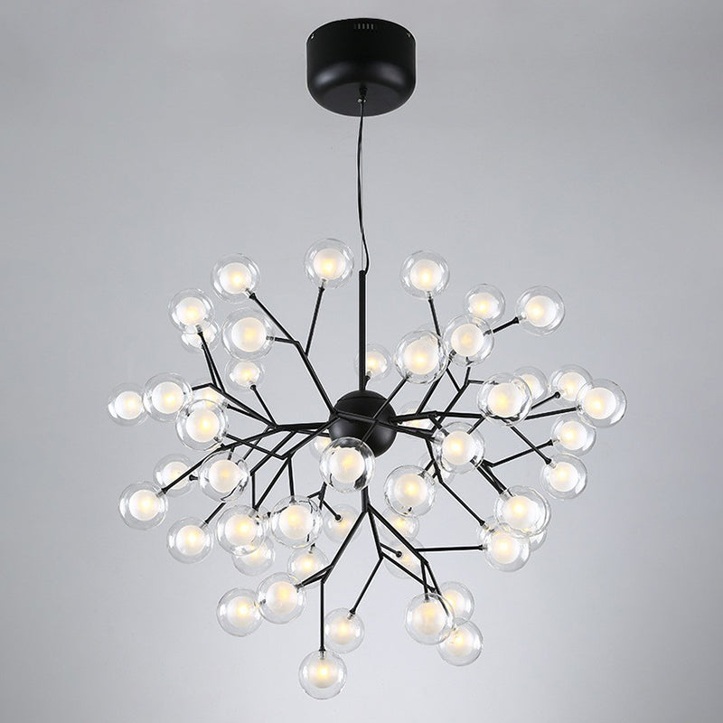 Firefly Pendant Light: Clear Ball Glass Post-Modern Restaurant Chandelier