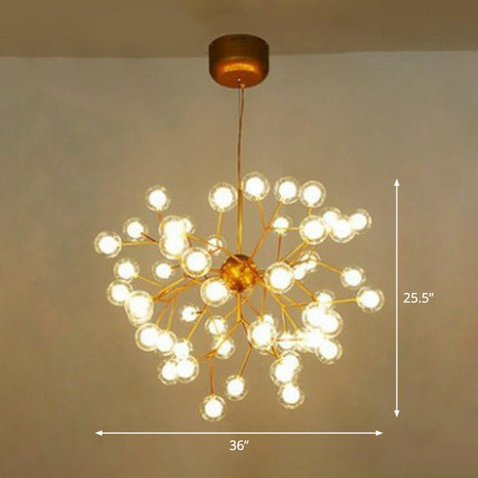 Firefly Pendant Light: Clear Ball Glass Post-Modern Restaurant Chandelier 63 / Gold