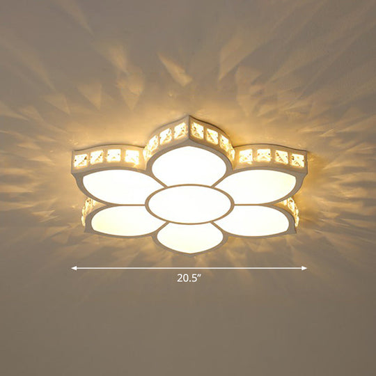 Modern Floral LED Ceiling Light with Clear Crystal Accents - Minimalist Design