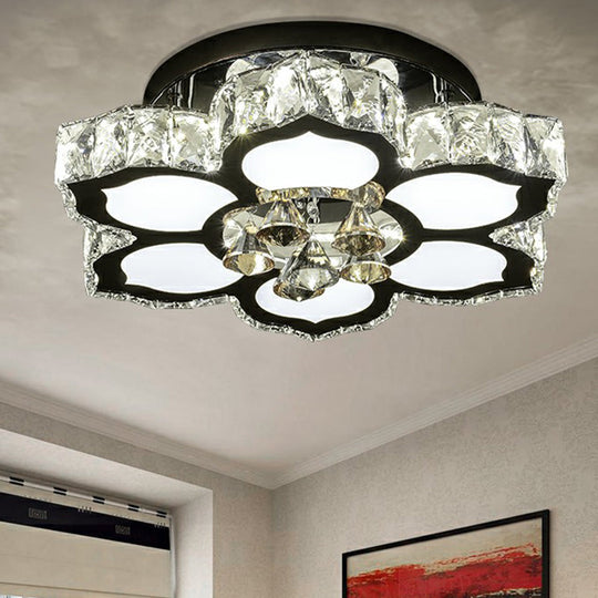 Contemporary LED Crystal Flower Flush Mount Ceiling Light for Bedrooms