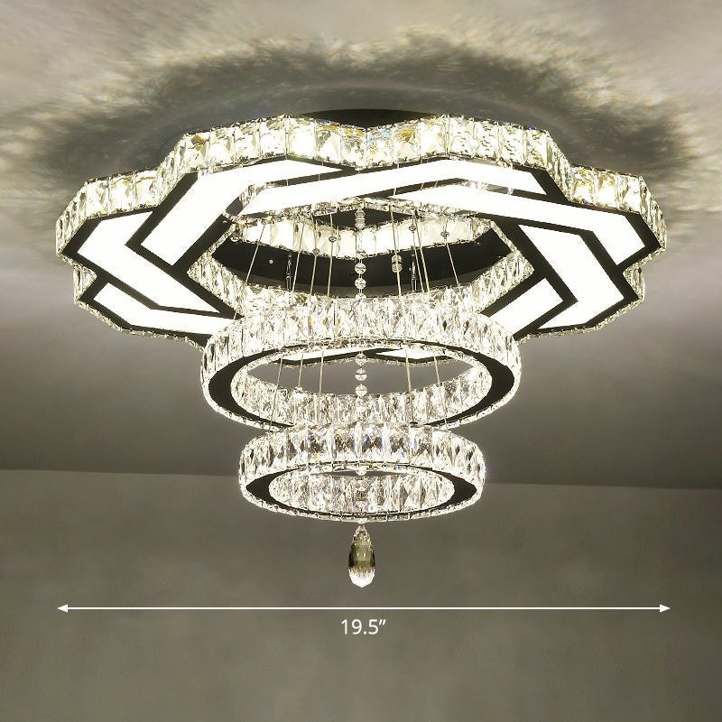 Minimalist Halo Ring Crystal Ceiling Mounted Light for Dining Room