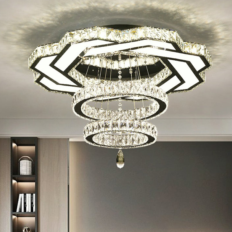 Minimalist Halo Ring Crystal Ceiling Mounted Light for Dining Room