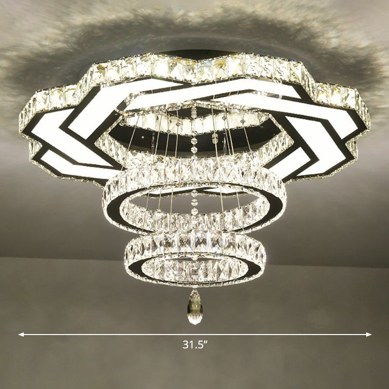 Minimalist Halo Ring Crystal Ceiling Mounted Light for Dining Room