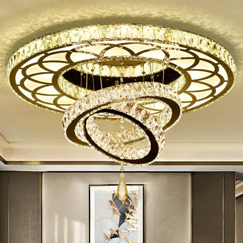 Minimalist Halo Ring Crystal Ceiling Mounted Light for Dining Room