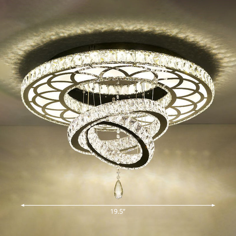 Minimalist Halo Ring Crystal Ceiling Mounted Light For Dining Room Clear / 19.5 Round