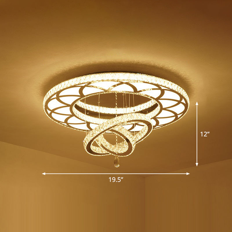 Floral LED Ceiling Light: Contemporary Crystal Clear Semi Flush for Living Room