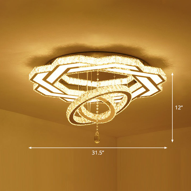 Floral LED Ceiling Light: Contemporary Crystal Clear Semi Flush for Living Room