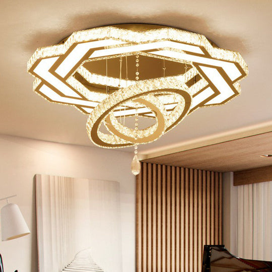 Floral LED Ceiling Light: Contemporary Crystal Clear Semi Flush for Living Room