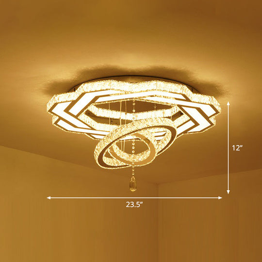 Floral LED Ceiling Light: Contemporary Crystal Clear Semi Flush for Living Room