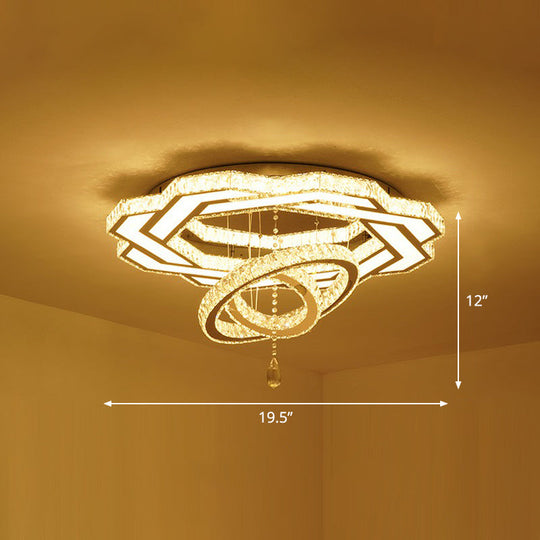 Floral LED Ceiling Light: Contemporary Crystal Clear Semi Flush for Living Room