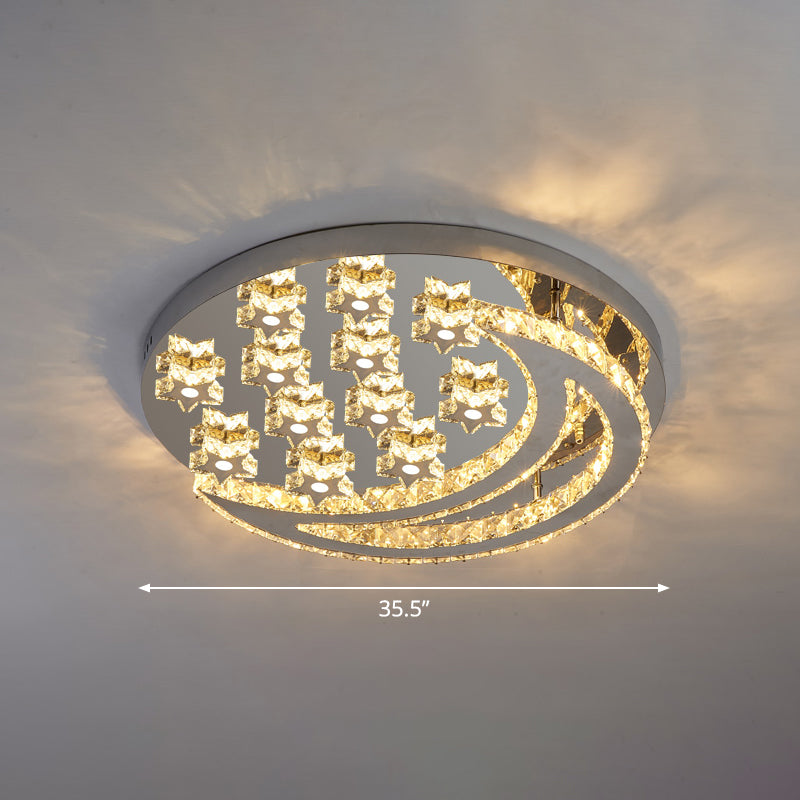 Modern Crystal Stainless Steel Semi Flush Mount Ceiling Light for Bedroom