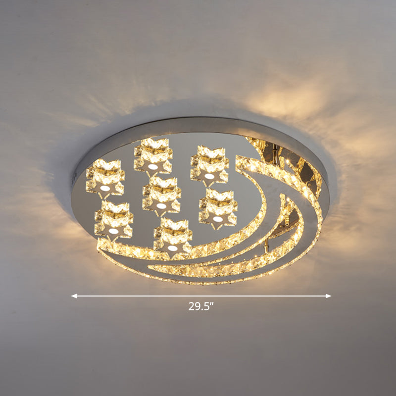 Modern Crystal Stainless Steel Semi Flush Mount Ceiling Light for Bedroom