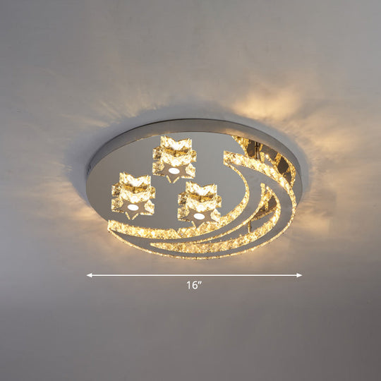 Modern Crystal Stainless Steel Semi Flush Mount Ceiling Light for Bedroom