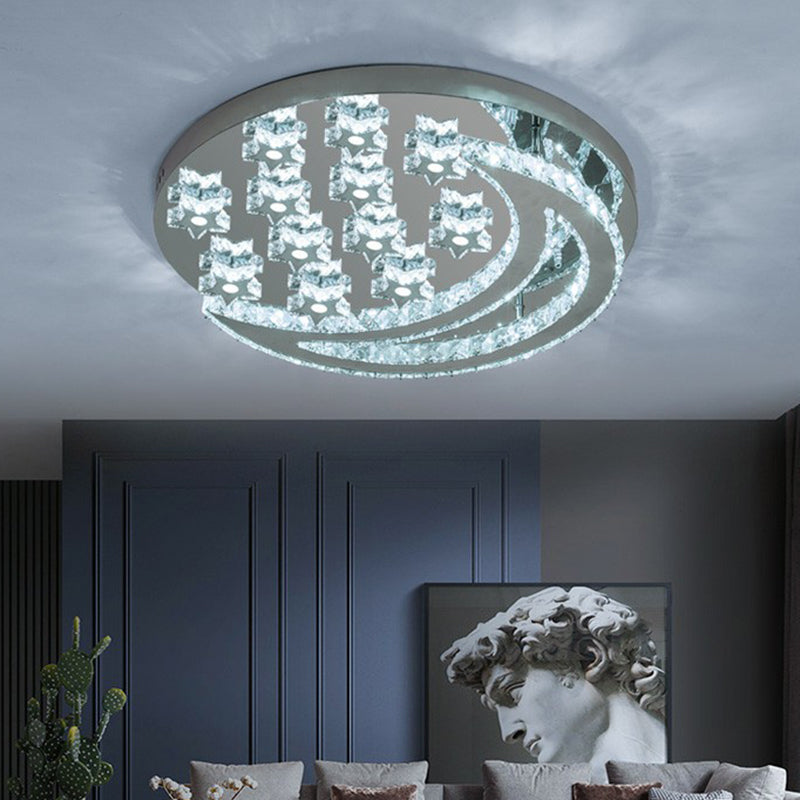 Modern Crystal Stainless Steel Semi Flush Mount Ceiling Light for Bedroom