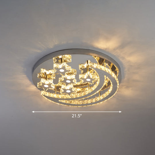 Modern Crystal Stainless Steel Semi Flush Mount Ceiling Light For Bedroom Clear / 21.5