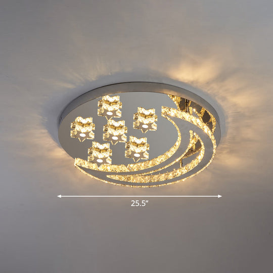 Modern Crystal Stainless Steel Semi Flush Mount Ceiling Light For Bedroom Clear / 25.5