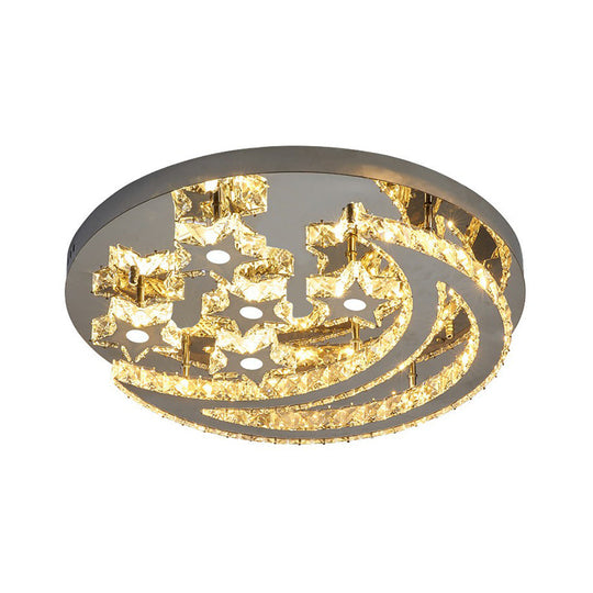 Modern Crystal Stainless Steel Semi Flush Mount Ceiling Light for Bedroom