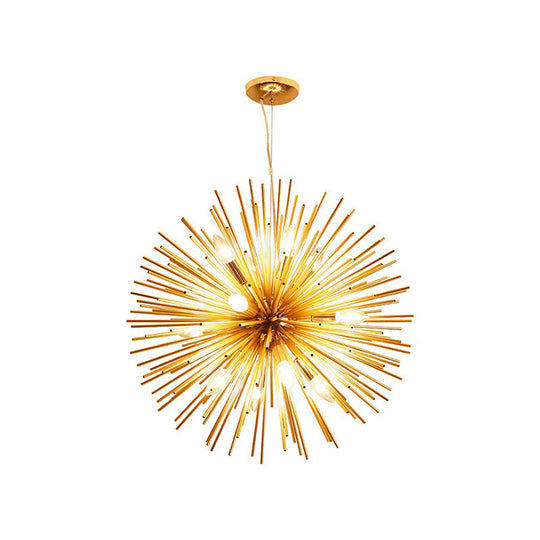 Gold Dandelion Pendant: Modern Metal Chandelier For Living Room