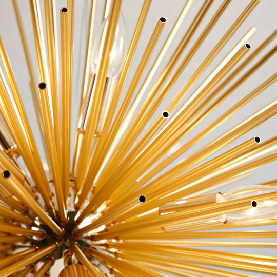 Gold Dandelion Pendant: Modern Metal Chandelier For Living Room