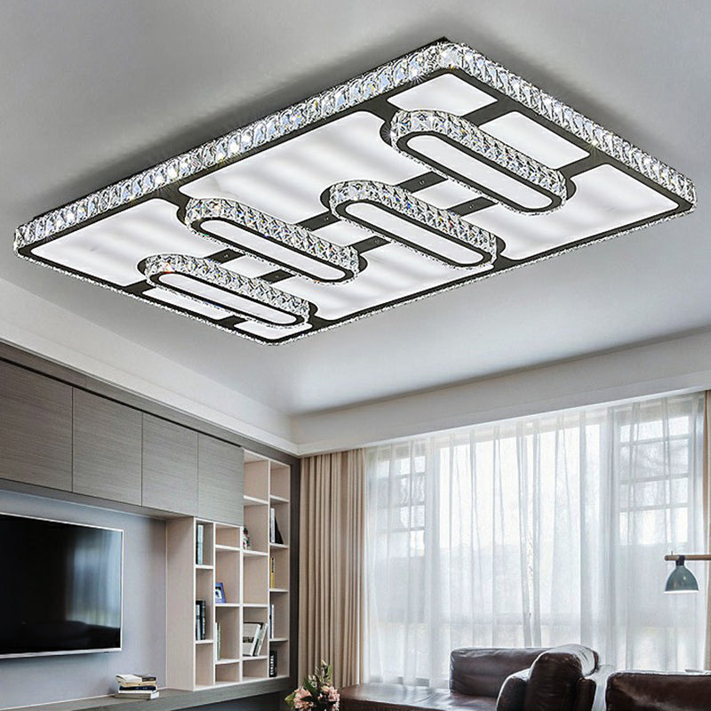 Minimalist Clear LED Flush Mounted Crystal Ceiling Light for Parlor