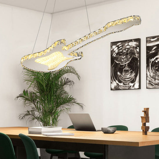 Modern Crystal Guitar Pendant Chandelier - Sleek Dining Room Lighting