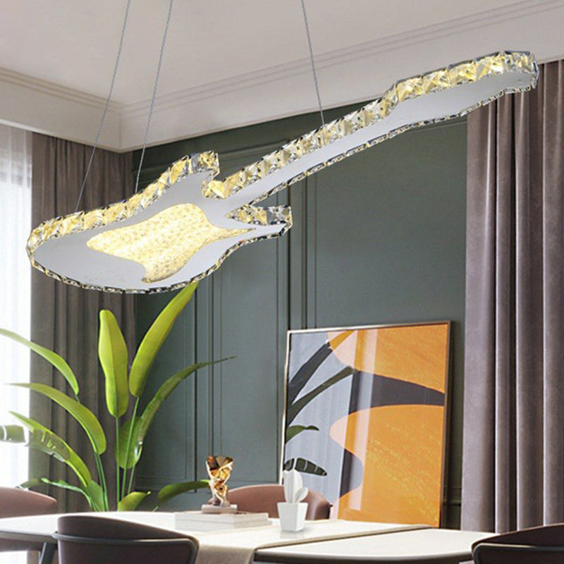 Modern Crystal Guitar Pendant Chandelier - Sleek Dining Room Lighting