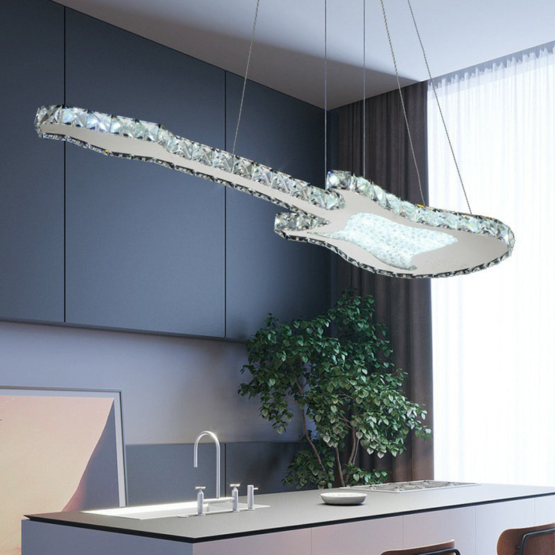 Modern Crystal Guitar Pendant Chandelier - Sleek Dining Room Lighting