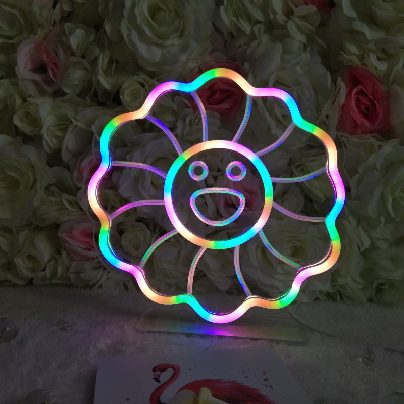 Kids Bedroom Led Night Lamp - Cartoon Assorted Shape Neon Lighting White / B