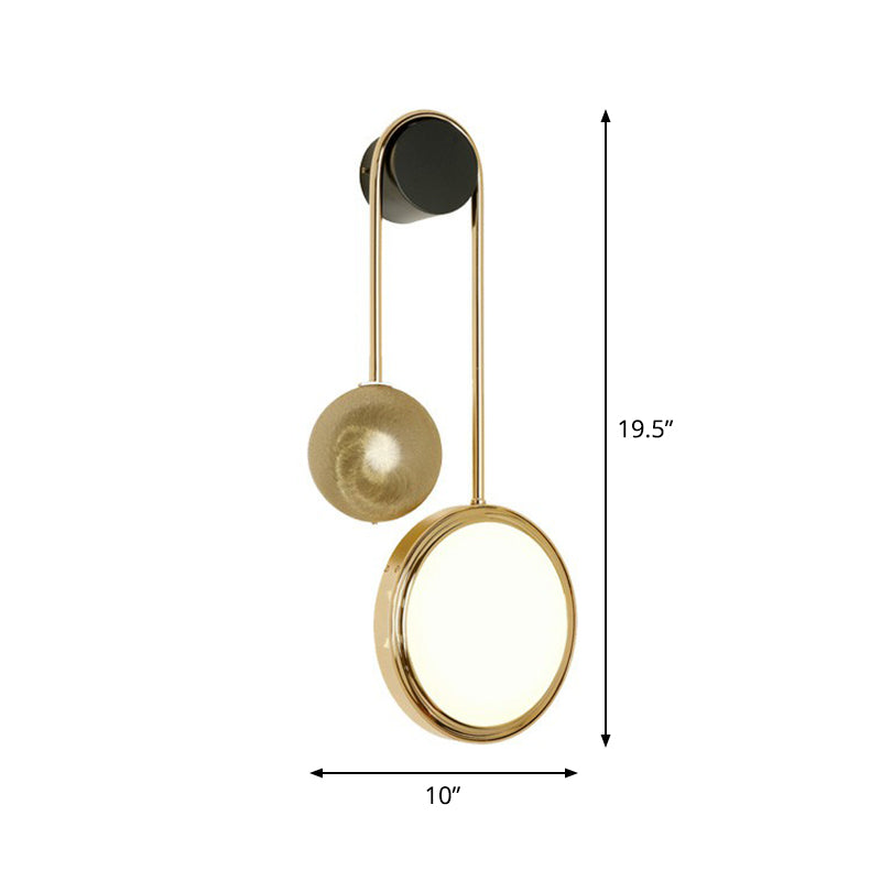 Modern Brass Wall Mount Led Sconce Light - Artistic Circle Design For Living Room