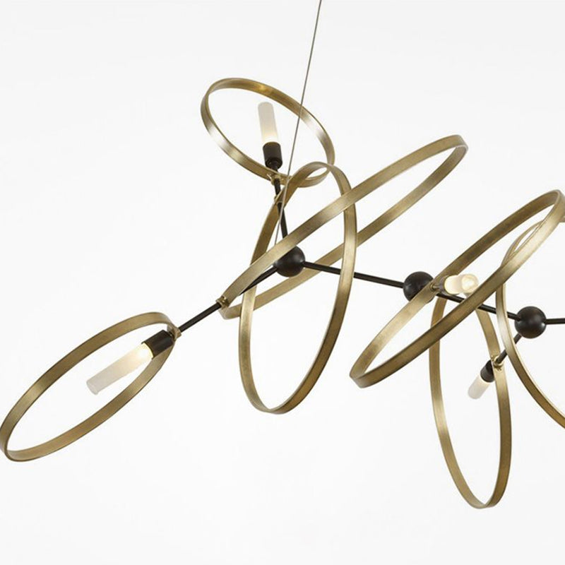 Brass Ring-Shaped Pendant Chandelier With 6 Bulbs Minimalist Lighting For Dining Room Ceiling