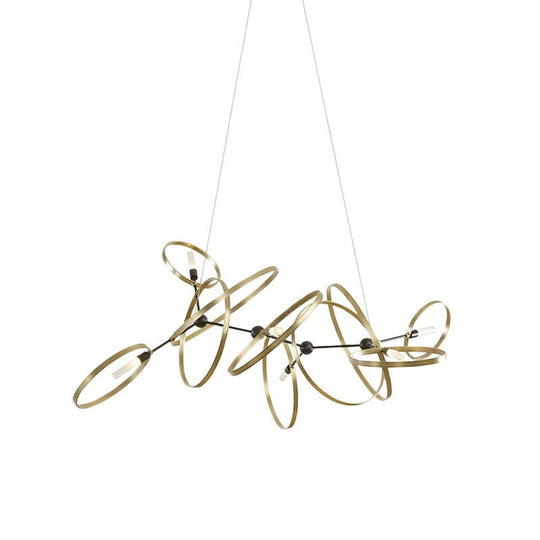 Brass Ring-Shaped Pendant Chandelier With 6 Bulbs Minimalist Lighting For Dining Room Ceiling