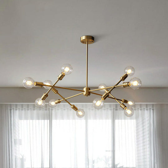 Postmodern Brass Crossed Line Pendant Chandelier - Stylish Metal Ceiling Light For Living Room