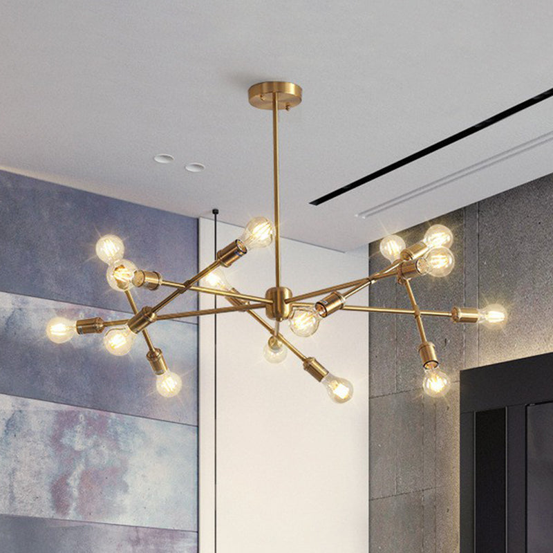 Postmodern Brass Crossed Line Pendant Chandelier - Stylish Metal Ceiling Light For Living Room