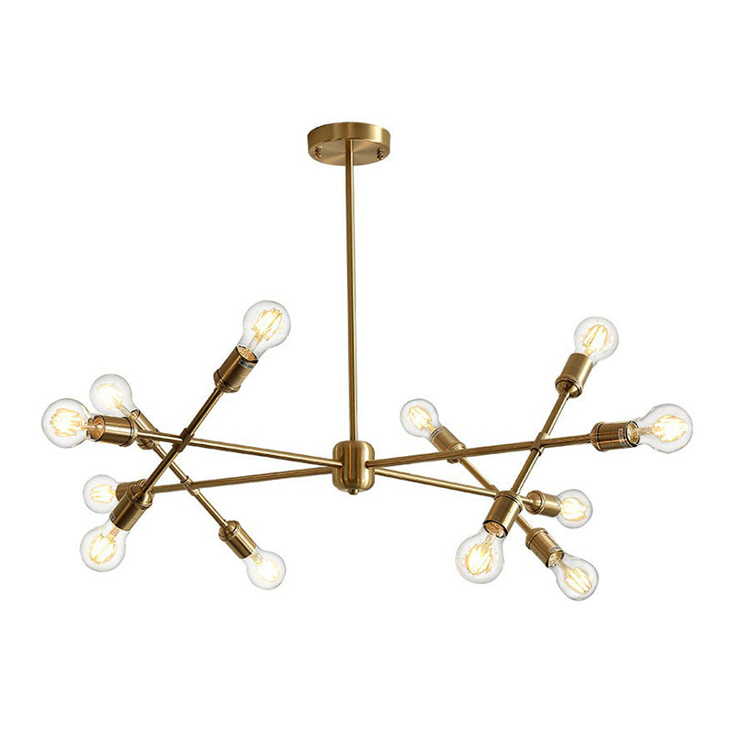 Postmodern Brass Crossed Line Pendant Chandelier - Stylish Metal Ceiling Light For Living Room