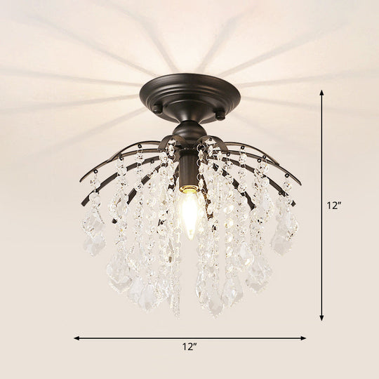 Crystal Tassel Semi Flush Mount Ceiling Light for Country-style Interiors