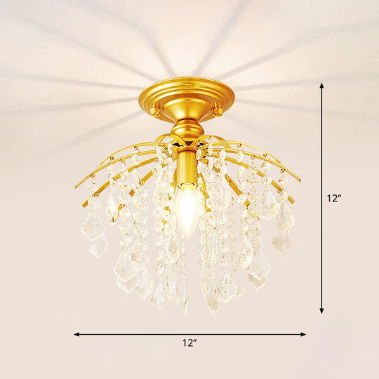 Crystal Tassel Semi Flush Mount Ceiling Light for Country-style Interiors