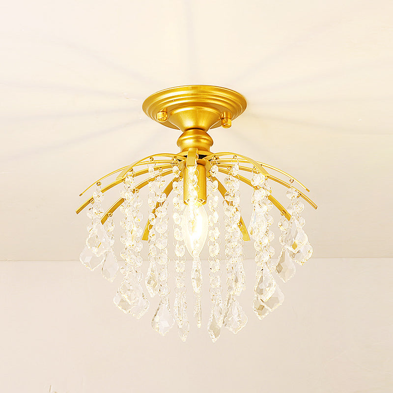 Crystal Tassel Semi Flush Mount Ceiling Light for Country-style Interiors