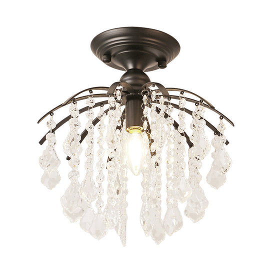 Crystal Tassel Semi Flush Mount Ceiling Light for Country-style Interiors