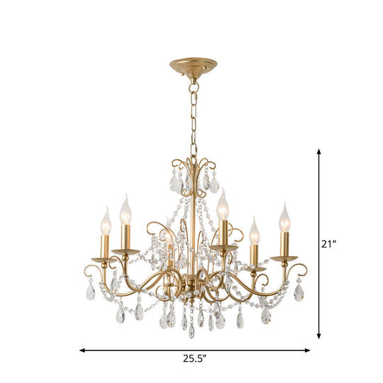 Victorian Style Crystal Accented Metal Chandelier With Gold Finish 6 /