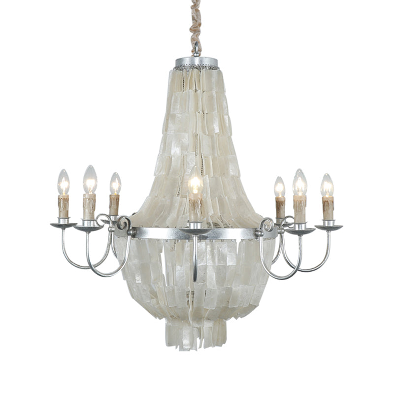 Traditional Shell Chandelier Light -- Chrome Empire Shape 8 Lights For Dining Room Ceiling