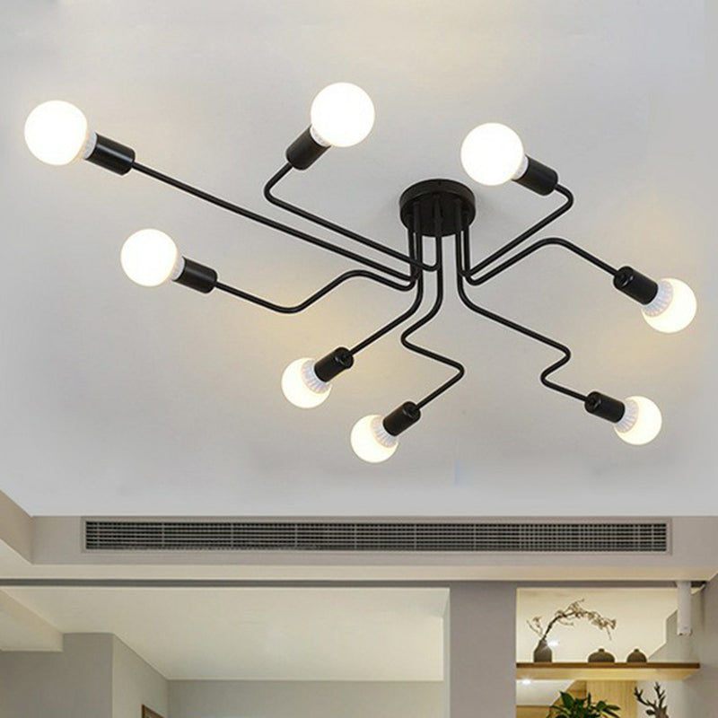 Sleek Industrial Metallic Semi Flush Ceiling Light for Living Room - Maze Flush Mount Lighting