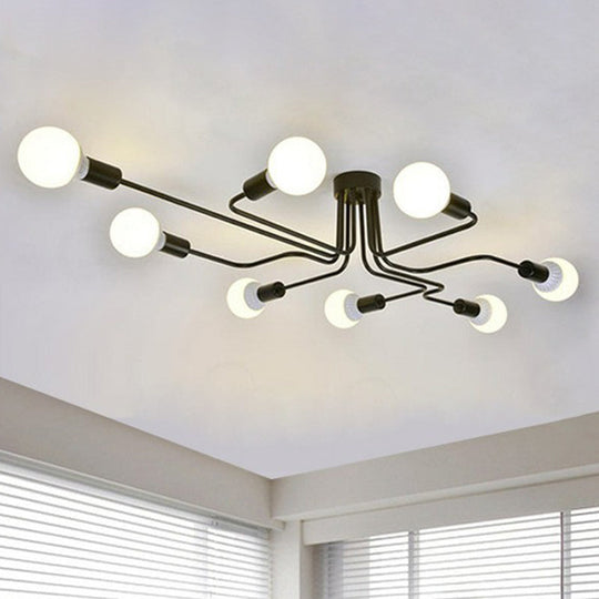 Sleek Industrial Metallic Semi Flush Ceiling Light for Living Room - Maze Flush Mount Lighting