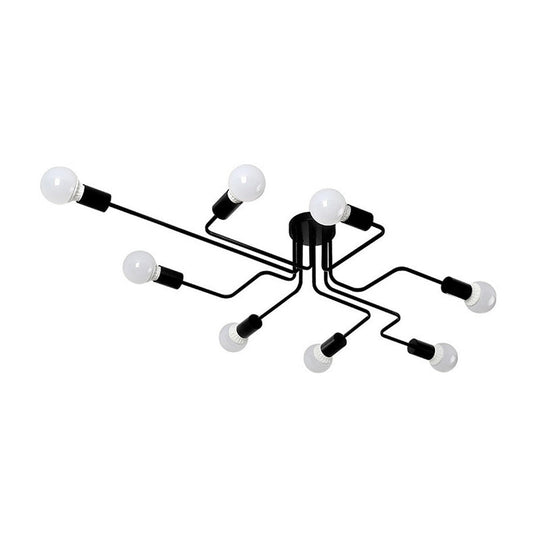 Sleek Industrial Metallic Semi Flush Ceiling Light for Living Room - Maze Flush Mount Lighting